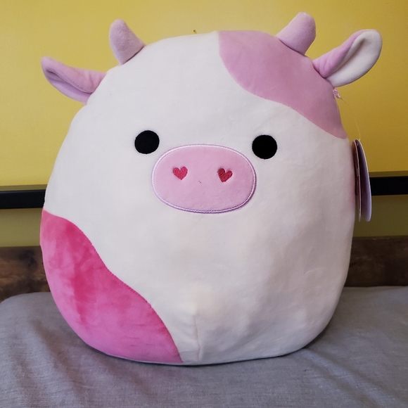 Squishmallow Caedyn Pink Heart Nose Cow  12”  Valentines Day 2022 NWT - Picture 2 of 6